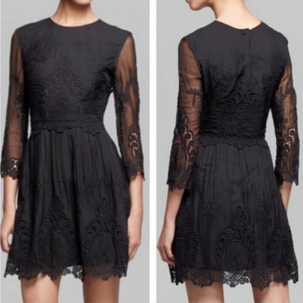 Dolce Vita Black Lace Dress Floral Embroidered Eyelet. XS. EUC. Retails $275.